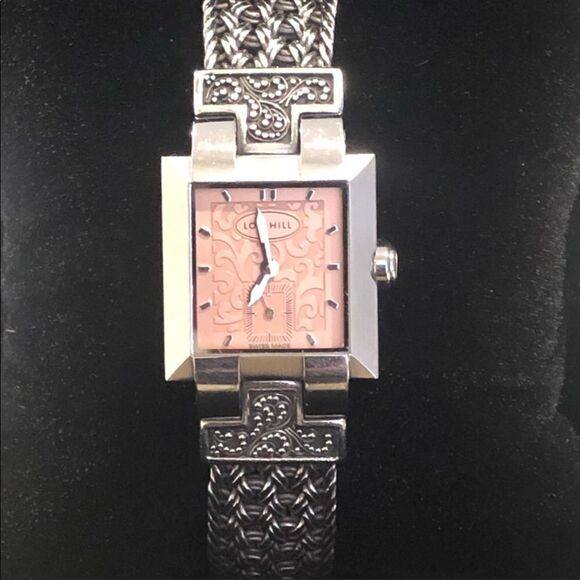 LOIS HILL Sterling Silver Pink Scroll Filigree Thai Flat Weave Bracelet Watch - Picture 12 of 16